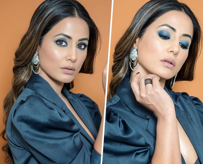 hina khan eye makeup blue
