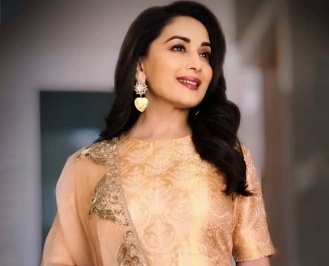 madhuri dixit gold style suit