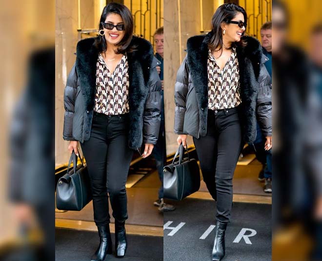 priyanka chopra lether jacket look