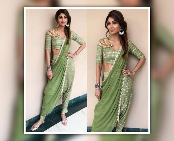 shilpa shetty plazzo saree look