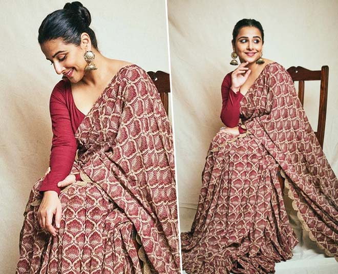 vidya balan saree looks red saree