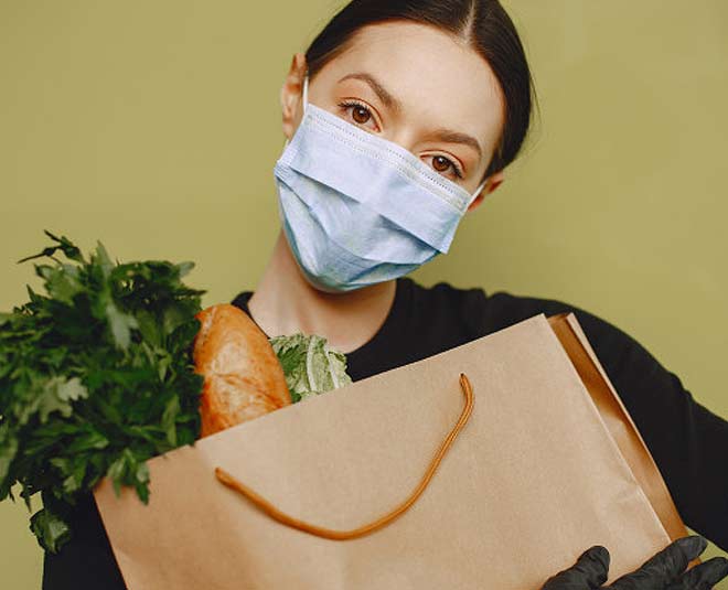 home after grocery shopping inside 