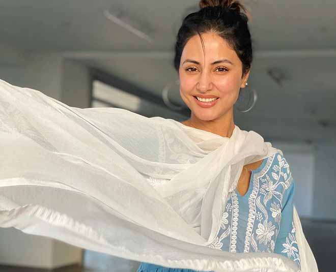 hina khan blue colour fashion inside