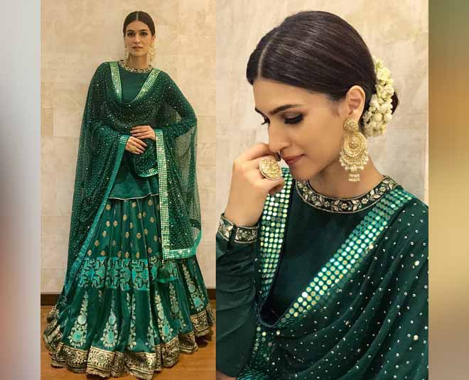 kriti sanon green lehenga 