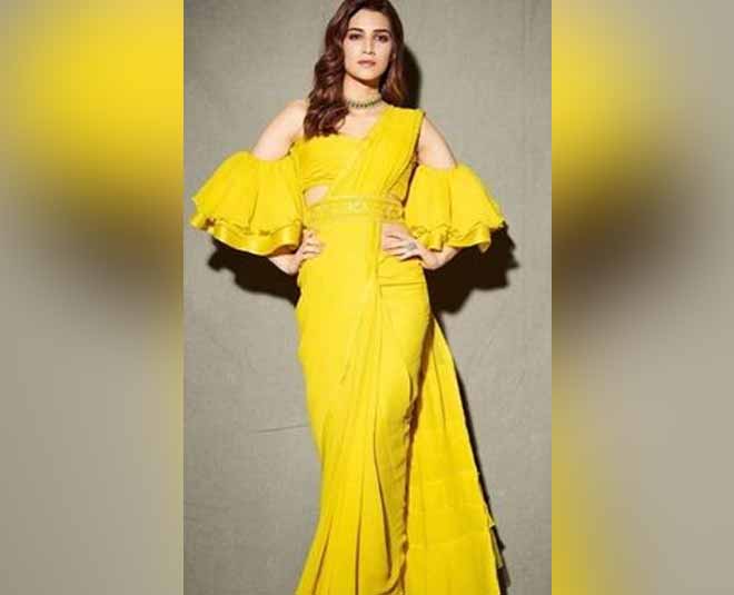 येलो कलर की साड़ी kriti sanon yellow saree