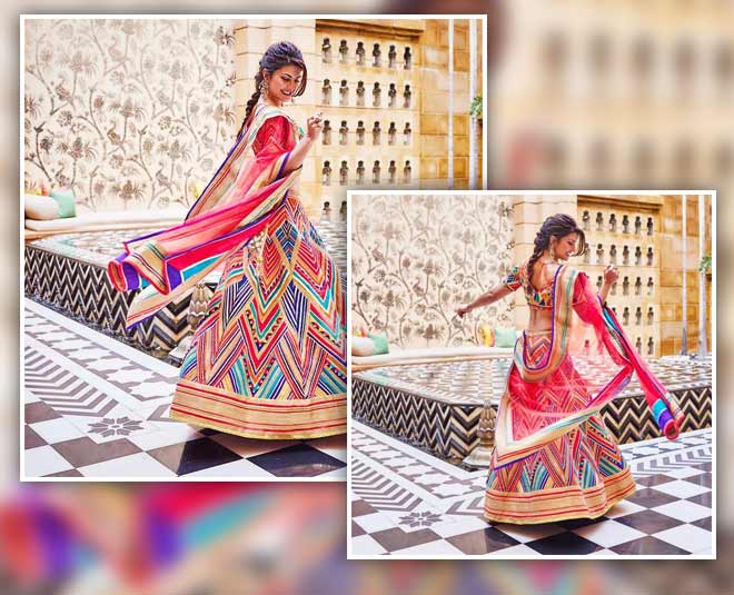 जैकलीन का मल्टीकलर लहंगा- multicolor lehenga jacqulene