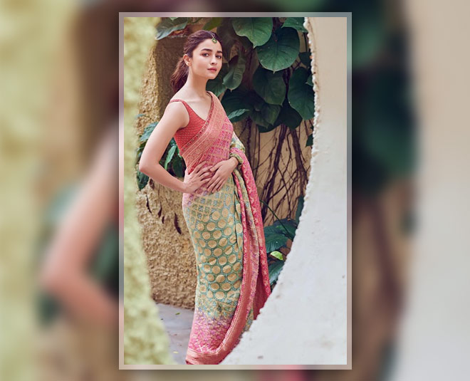 मल्टीकलर्ड साड़ी में खूबसूरत लुक alia bhatt in saree