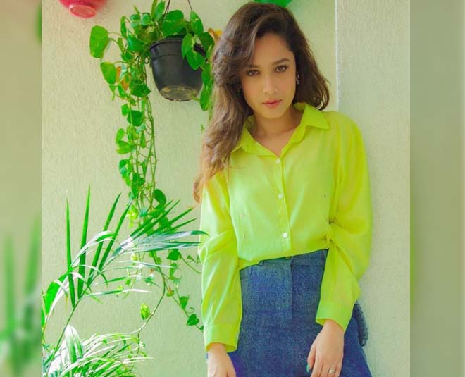 ankita lokhande stylish looks neon top formal look