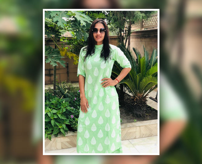 babita phogat light green suit
