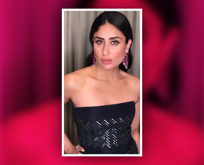 ब्लैक ड्रेस और स्टेटमेंट इयररिंग्स kareena kapoor nice jwellery