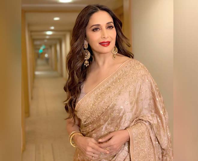 madhuri dixit in silk saree