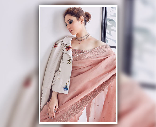 traditional saree with stylish twist tamanna bhatia inside 