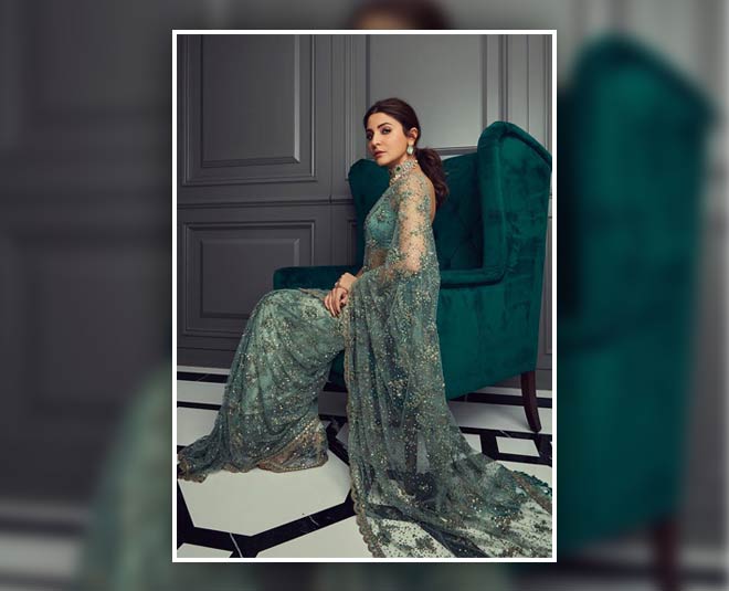 Anushka sharma in green net clearance saree