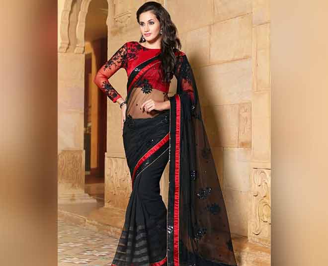 black color saree inside