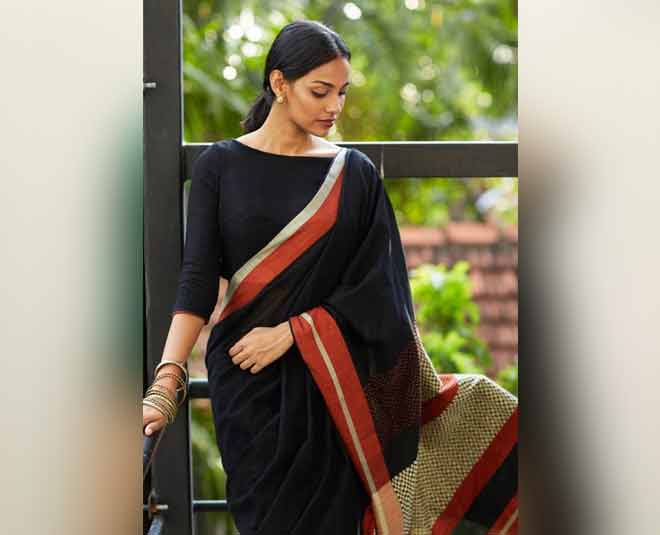 black color saree inside