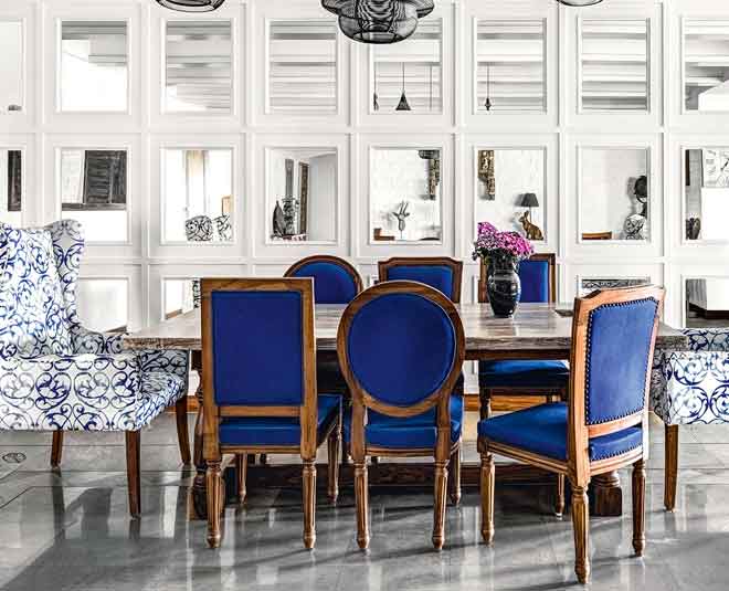 dining area blue white