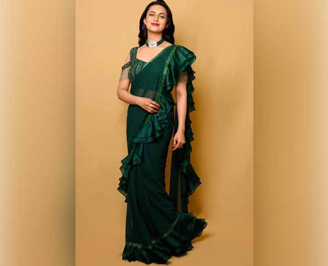 divyanka tripathi ethnic dresses frill saree