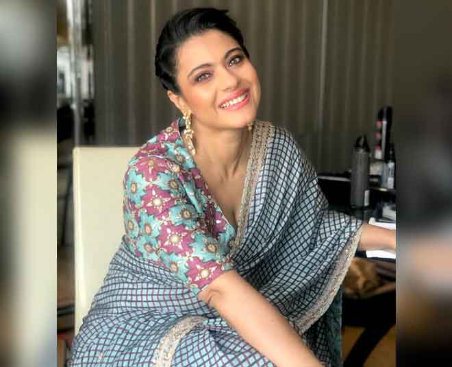 kajol summer fashion chequred saree