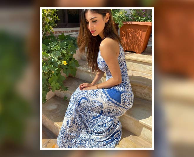 mouni roy stylish looks blue print