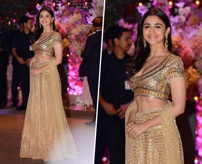 गोल्डन गॉडेस alia golden lehenga