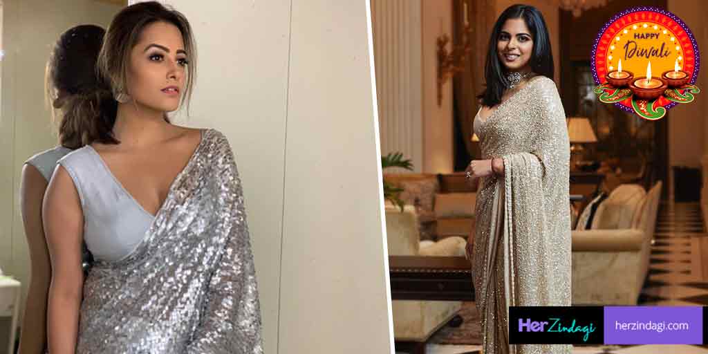 isha ambani sequin saree