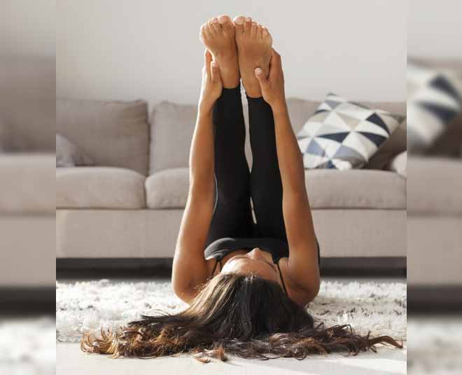 leg up wall pose inside