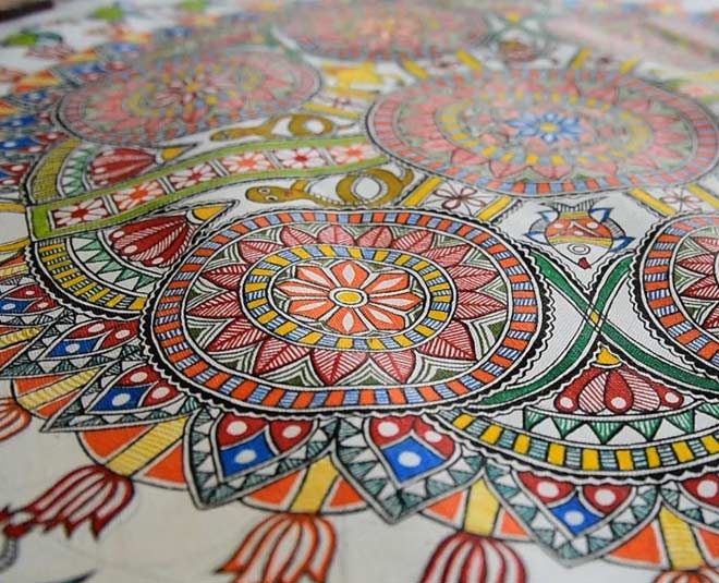 madhubani paintings of bihar in Jitwarpur village inside 