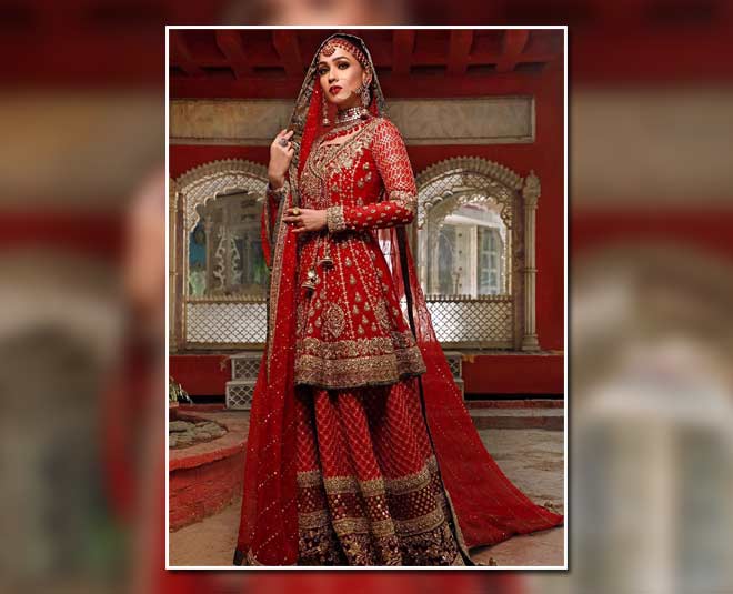 bridal sharara red colour