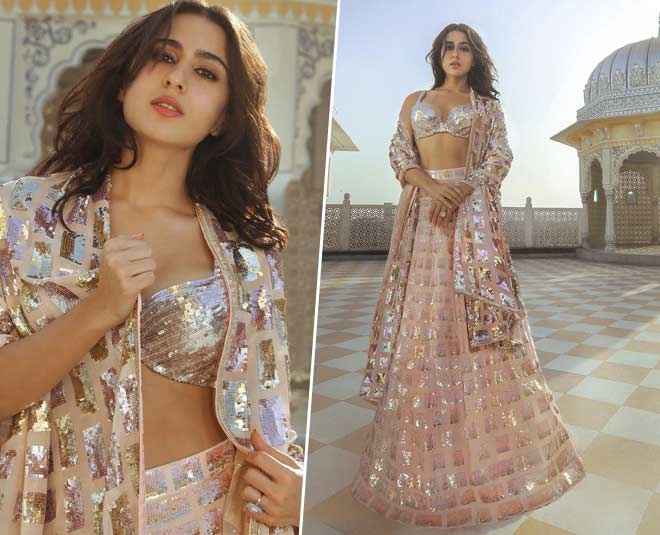sara ali khan pink lehenga