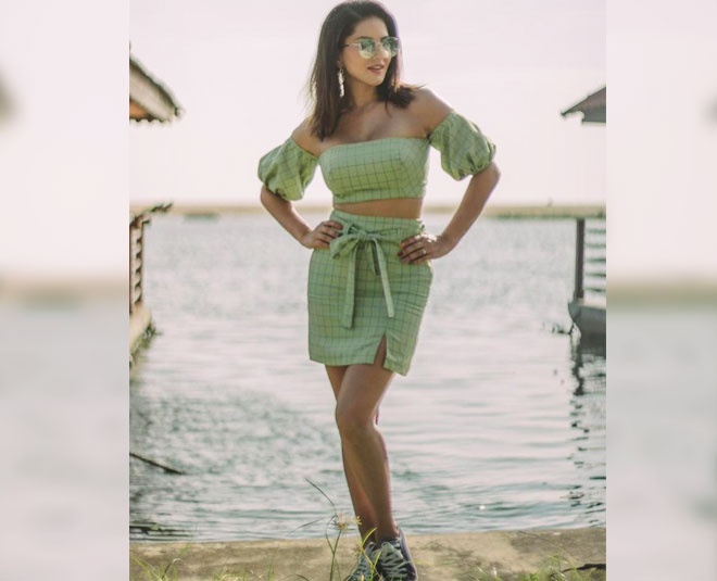 sunny leone skirt style co ord set