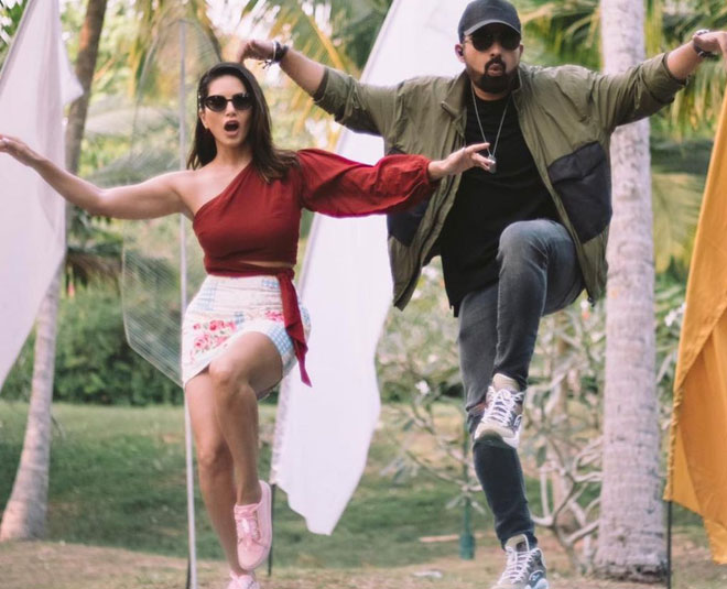 sunny leone skirt style one shoulder top