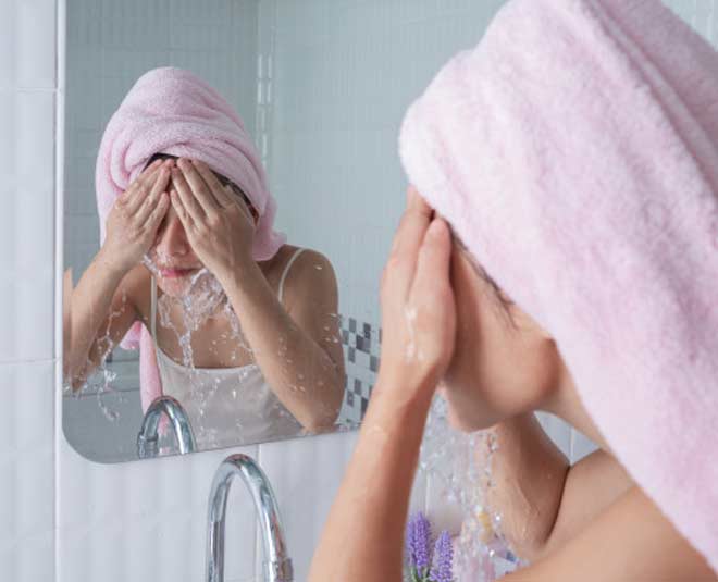 washing face inside 