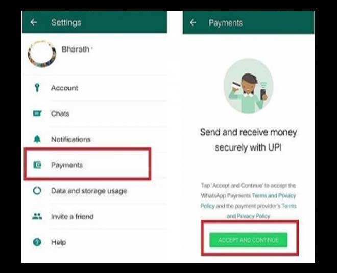 Whatsapp payment setting