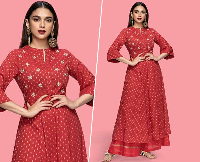 aditi rao in red palazzo suit