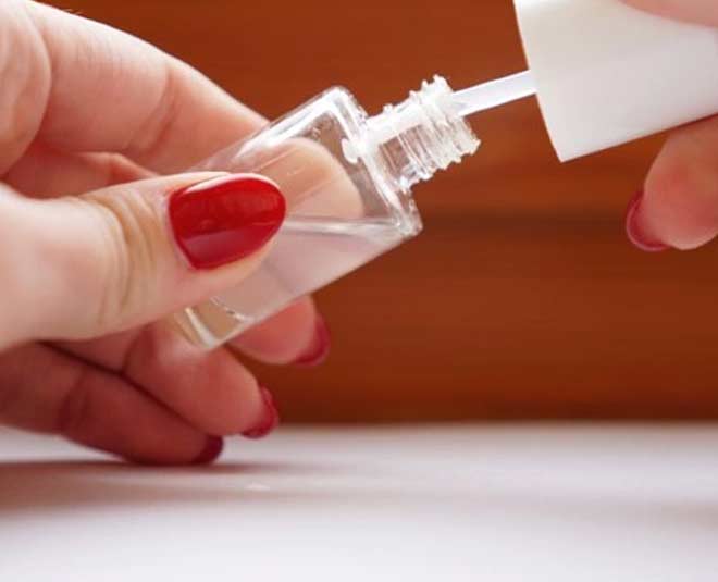 apply clear nail polish manicure tips