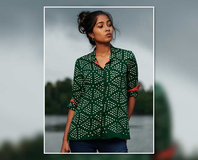 bandhani  saree  shirt