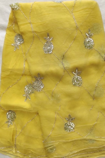 Ishin Poly Chiffon Orange Rubber Printed Women's Saree – ISHIN FASHIONS