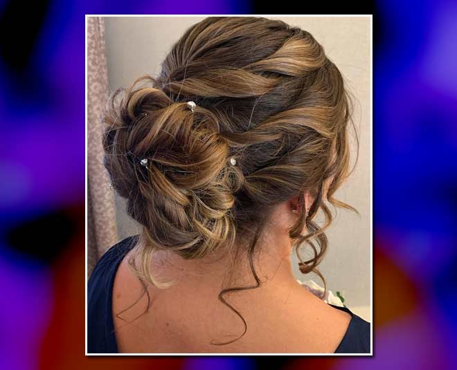 Elegant loose curl updo bun for the cocktailwedding day for the Indian  Bride  Image Source Pinterest  Curated by Witty Vows  Witty Vows