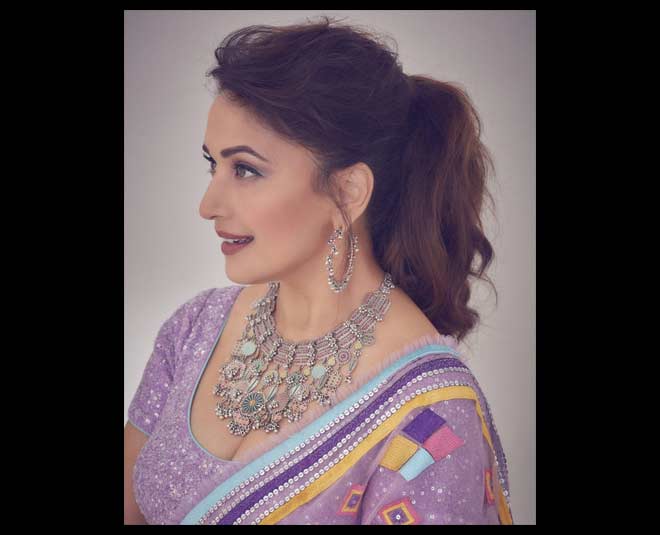 madhuri dixit liliac dress