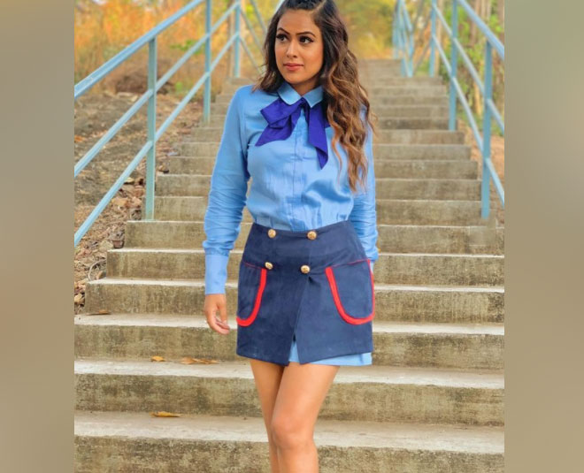 nia sharma blue dress