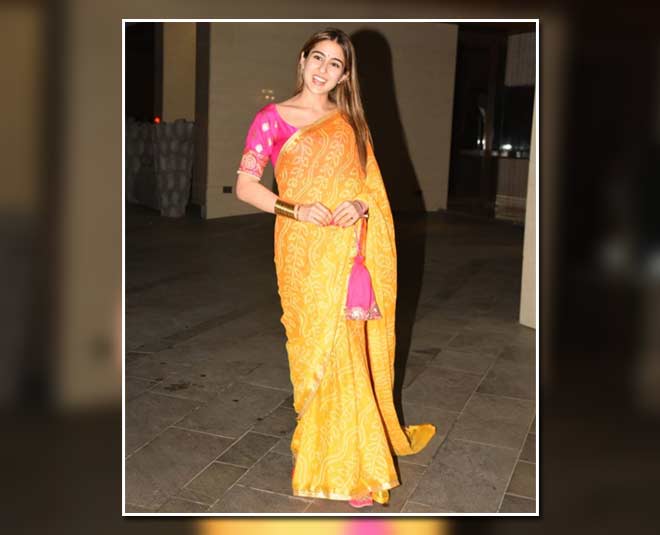 Sara Ali Khan sara bollywood yellow saree