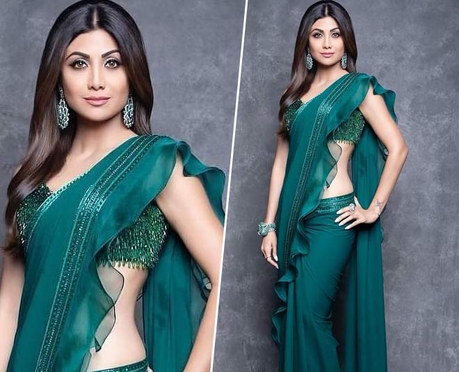 shilpa bollywood ruffle saree