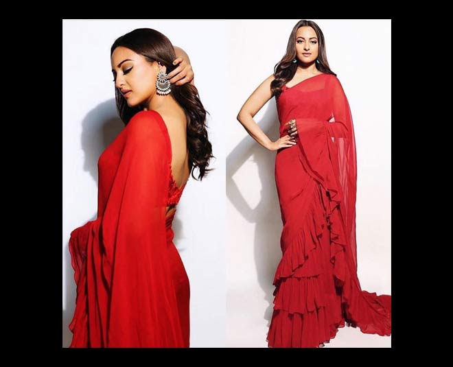 sonakshi bollywood ruffle saree