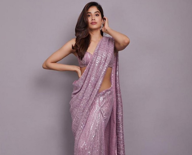 jahnavi kapoor sequin saree looks