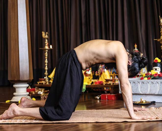 adho mukhi marjari asana inside 