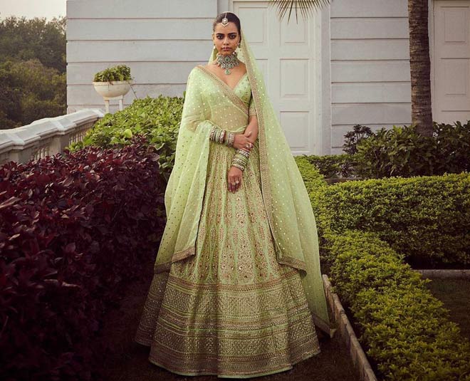 green lehenga look inside 