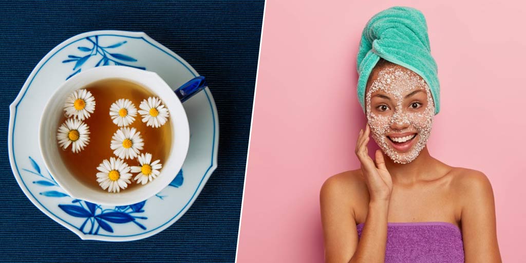scrub with chamomile tea