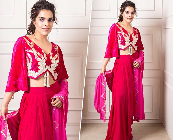 Sangeet Function Wear Pink Color Banarasi And Art Silk Indo Western Suit