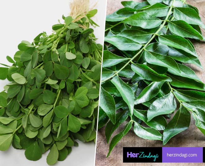 methi and curry leaves