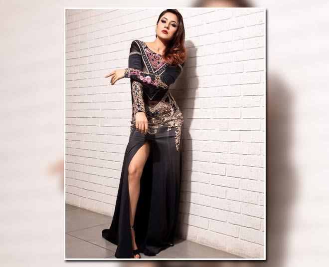 shehnaz gill stylish dress inside 